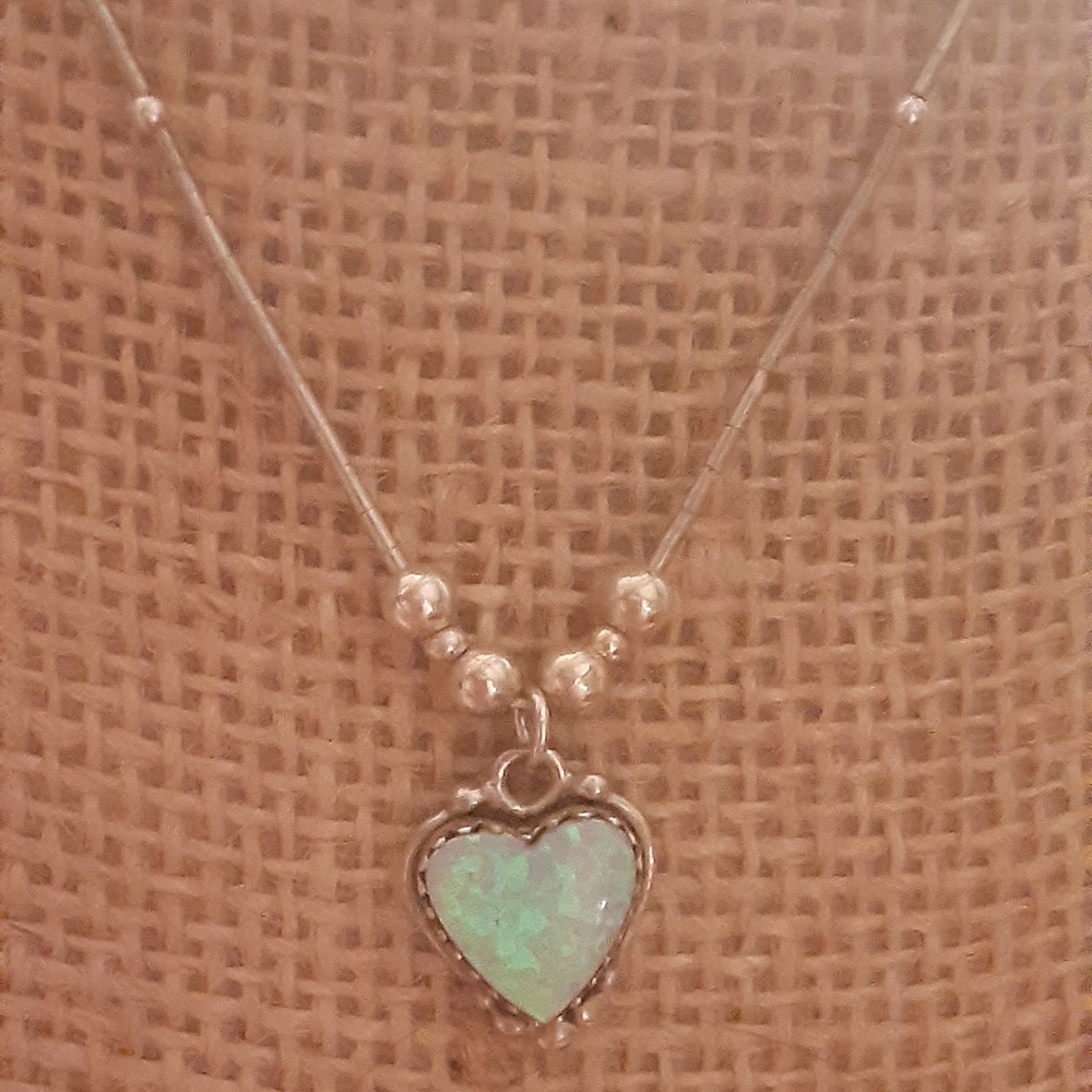 Sterling & Opal HEART Pendant 5Star